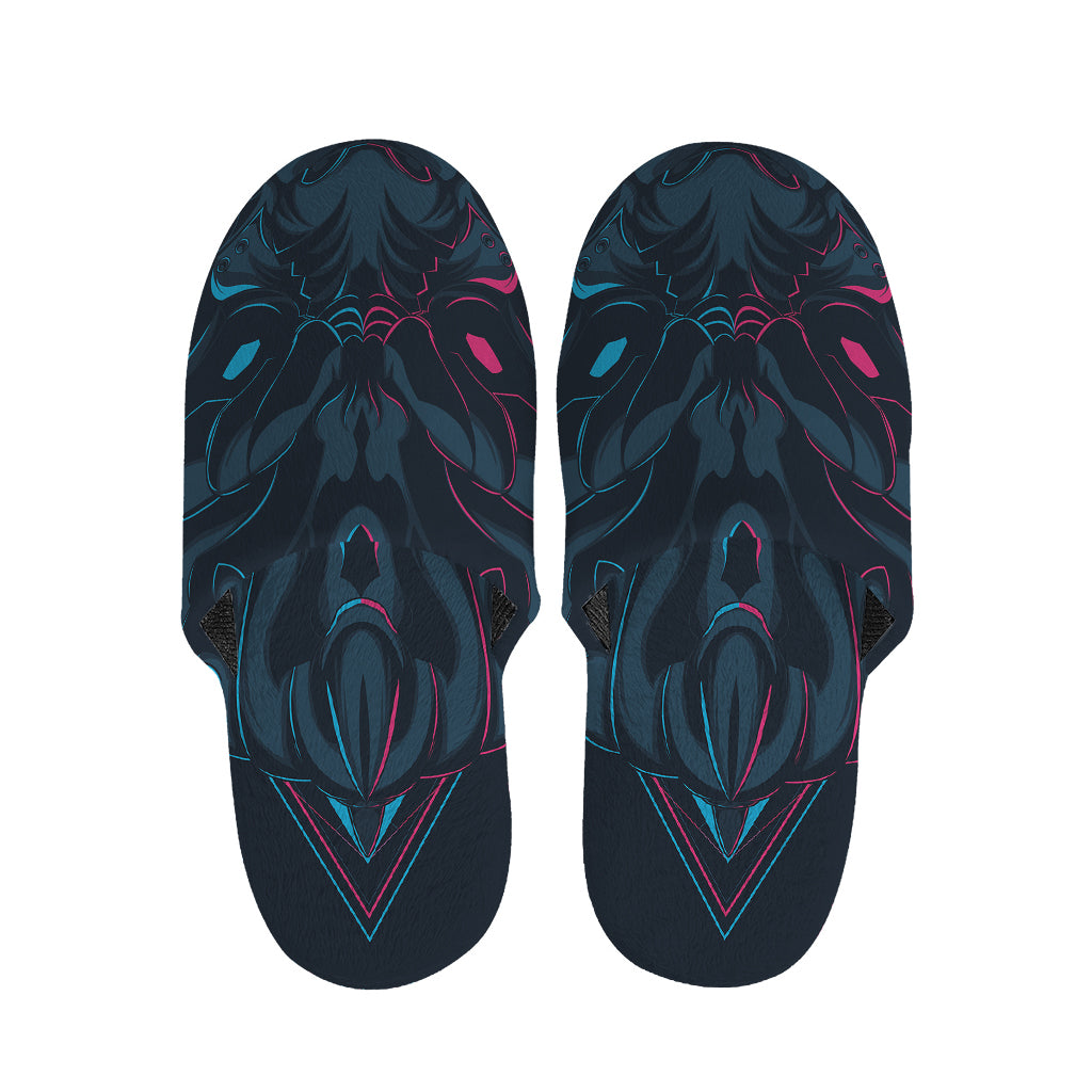 Geometric Japanese Demon Print Slippers