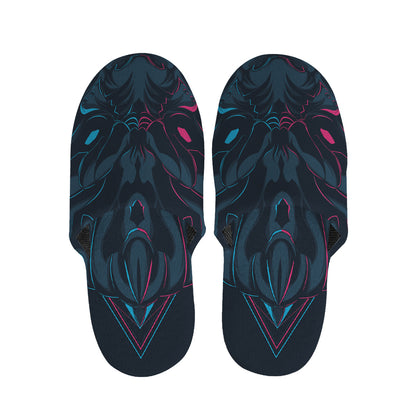 Geometric Japanese Demon Print Slippers