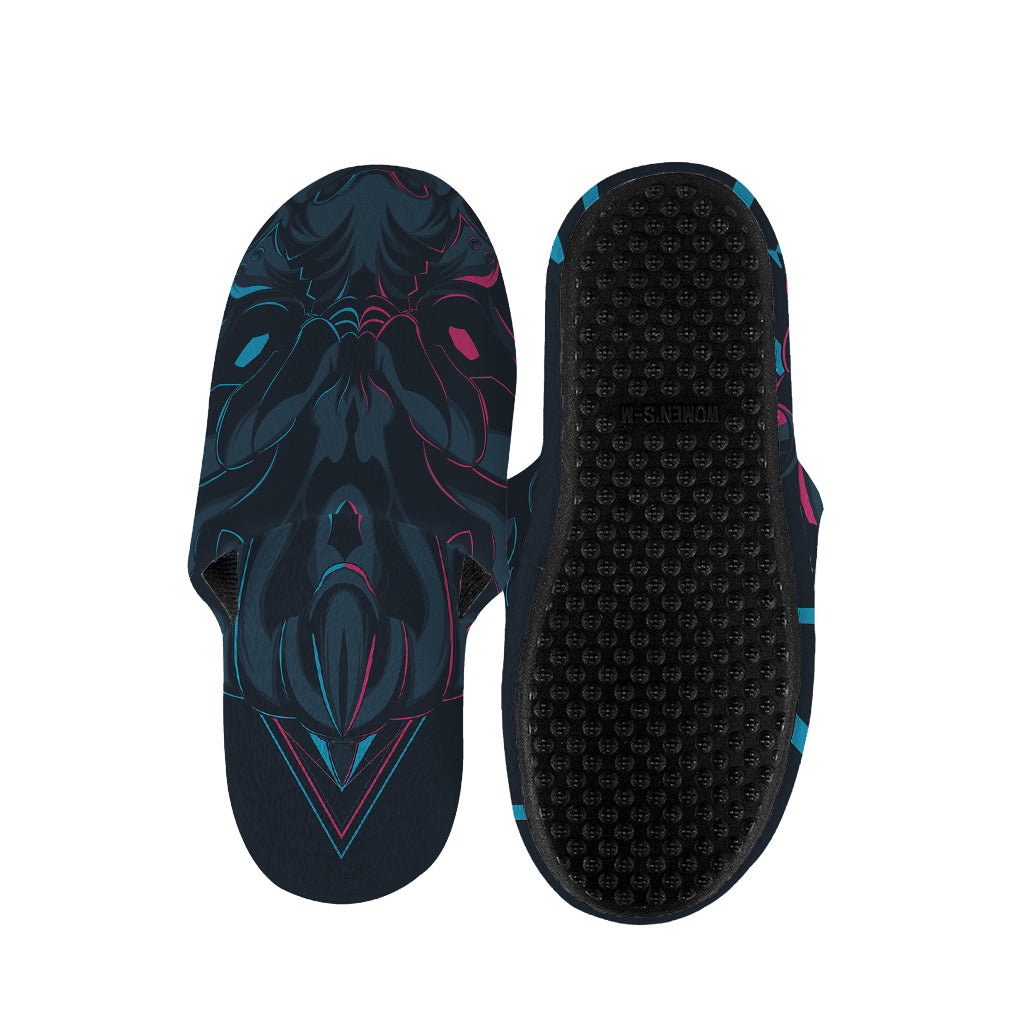 Geometric Japanese Demon Print Slippers