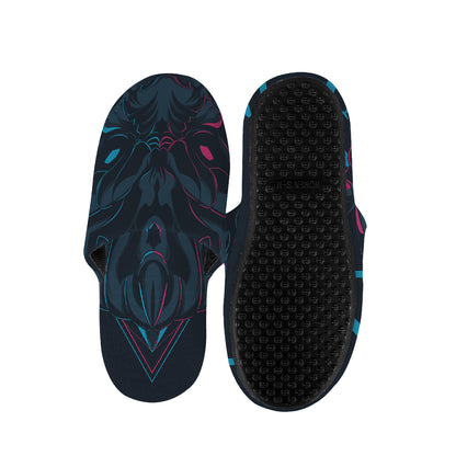 Geometric Japanese Demon Print Slippers
