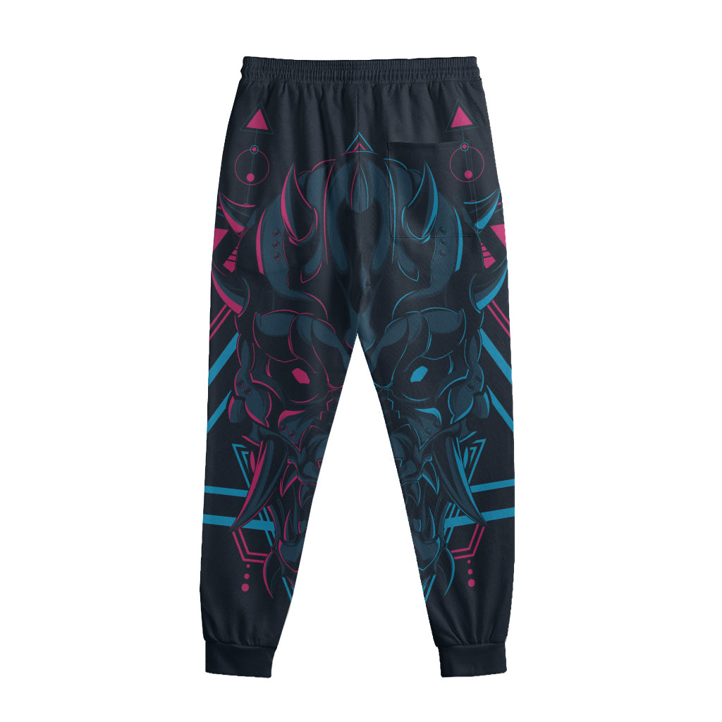 Geometric Japanese Demon Print Sweatpants