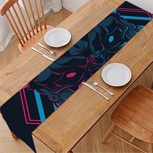 Geometric Japanese Demon Print Table Runner