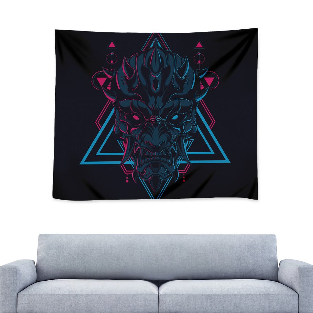 Geometric Japanese Demon Print Tapestry