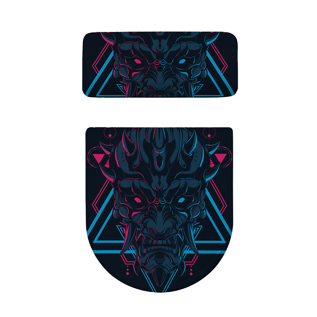 Geometric Japanese Demon Print Toilet Lid And Tank Cover Set