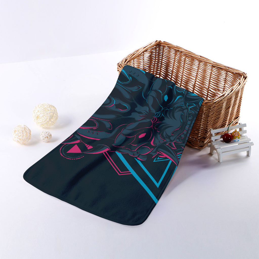 Geometric Japanese Demon Print Towel