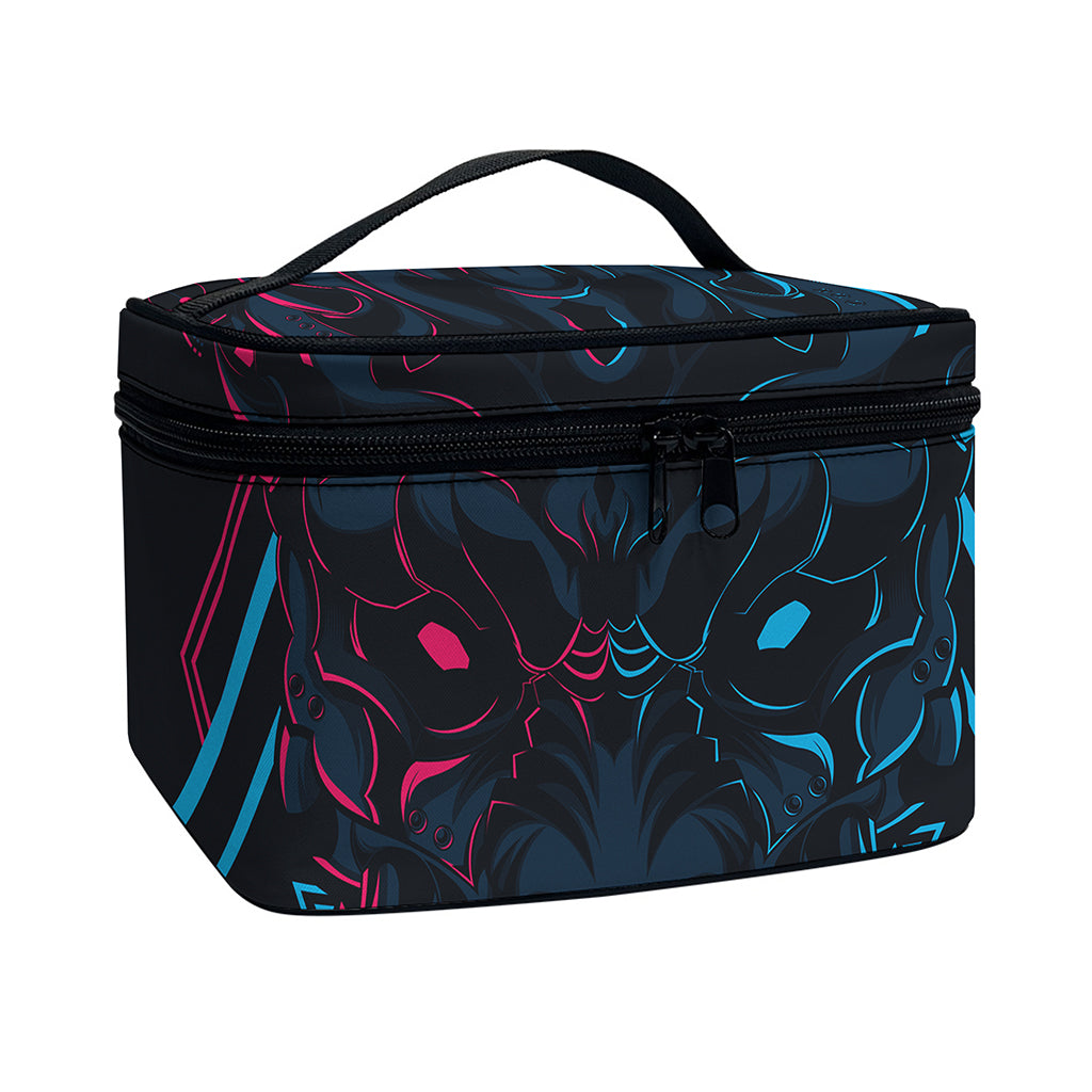 Geometric Japanese Demon Print Travel Makeup Bag