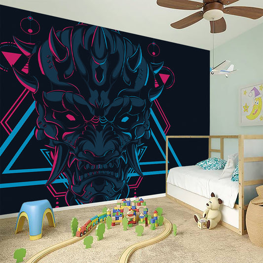 Geometric Japanese Demon Print Wall Sticker