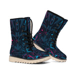 Geometric Japanese Demon Print Winter Boots