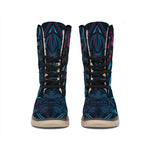 Geometric Japanese Demon Print Winter Boots