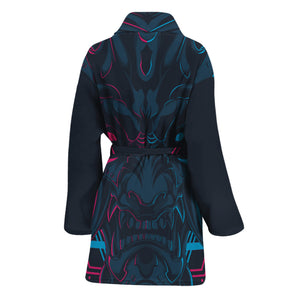 Geometric Japanese Demon Print Women's Bathrobe