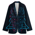 Geometric Japanese Demon Print Women's Blazer
