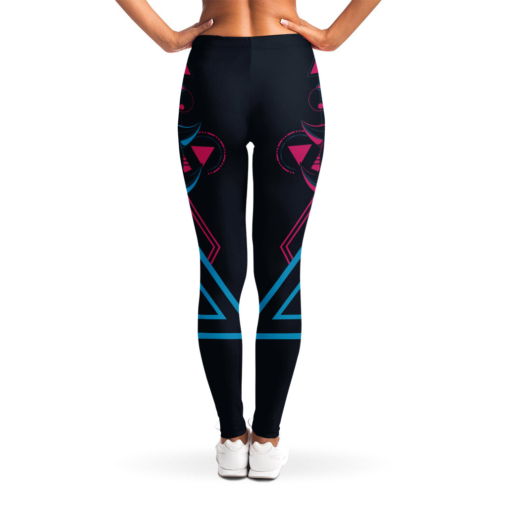 Geometric Japanese Demon Print Women's Leggings
