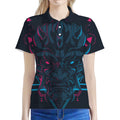 Geometric Japanese Demon Print Women's Polo Shirt