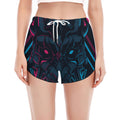 Geometric Japanese Demon Print Women's Split Running Shorts