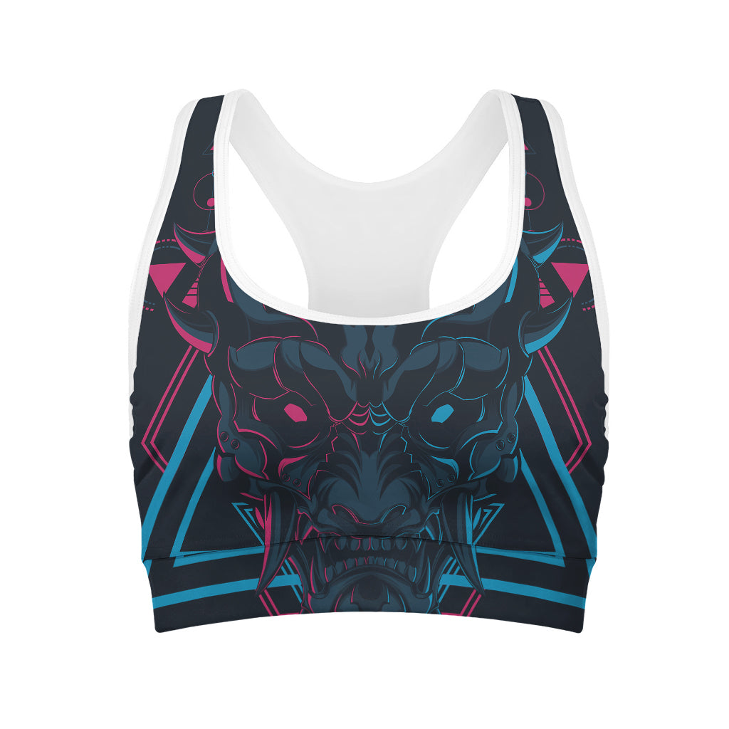 Geometric Japanese Demon Print Women's Sports Bra