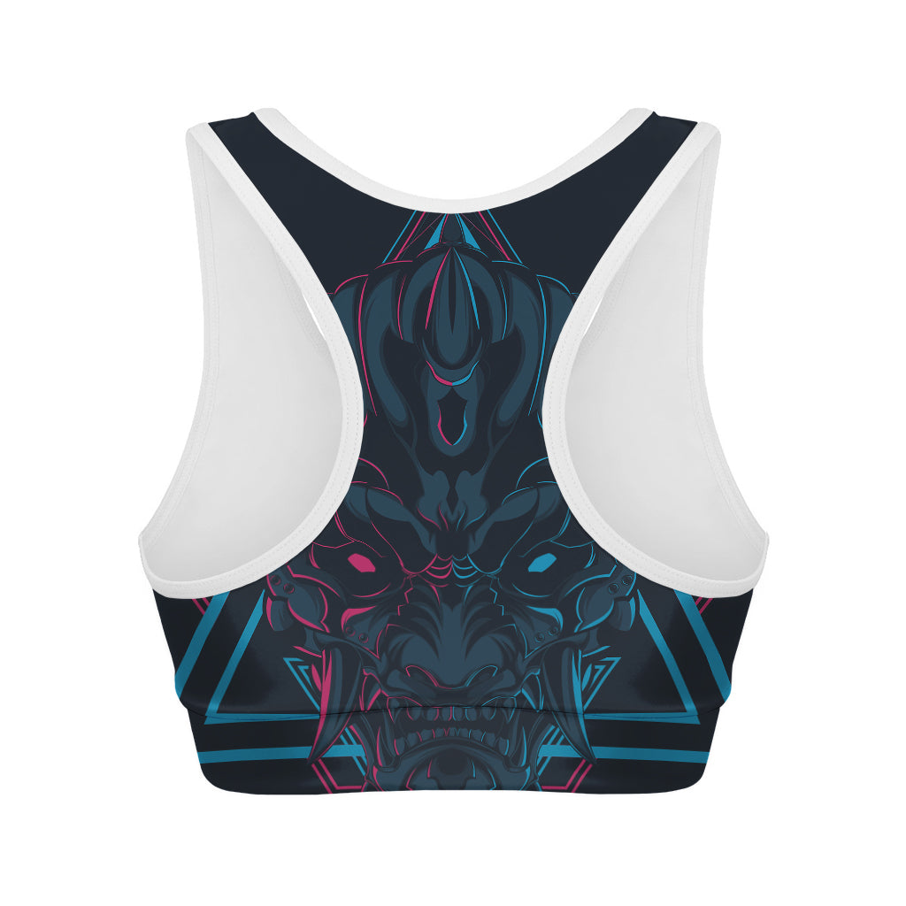 Geometric Japanese Demon Print Women's Sports Bra