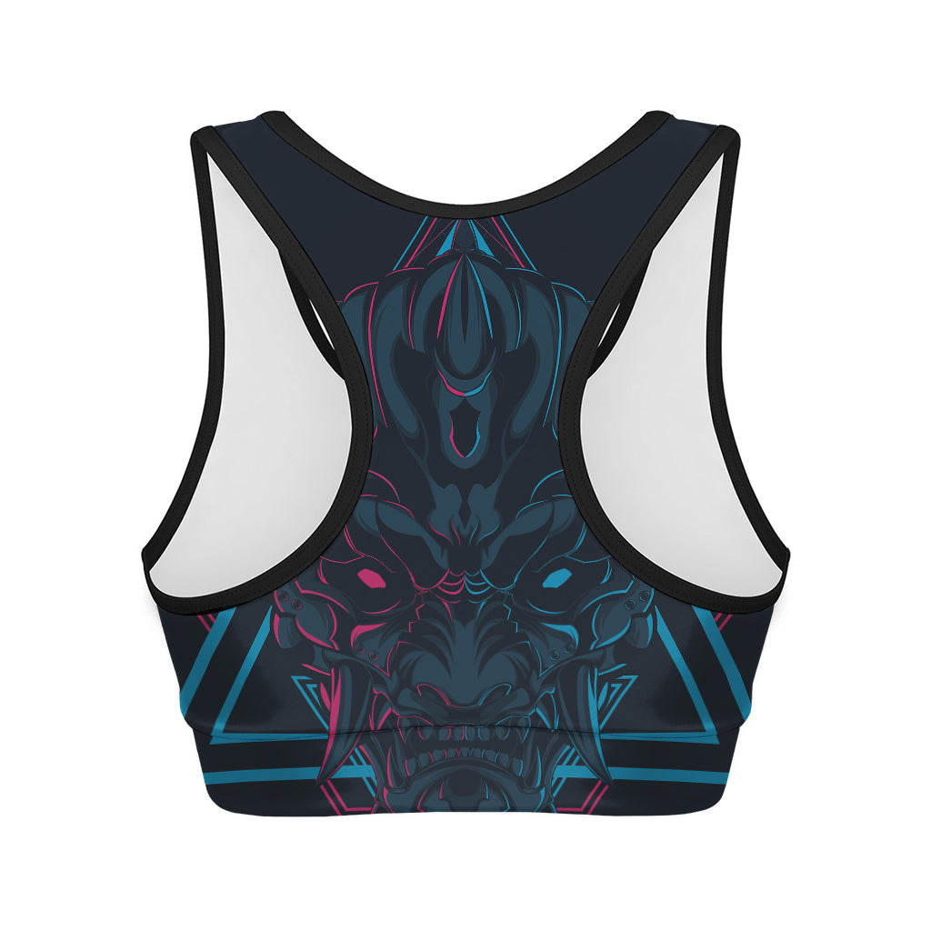 Geometric Japanese Demon Print Women's Sports Bra