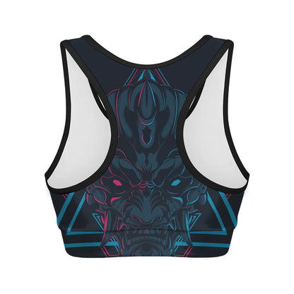 Geometric Japanese Demon Print Women's Sports Bra