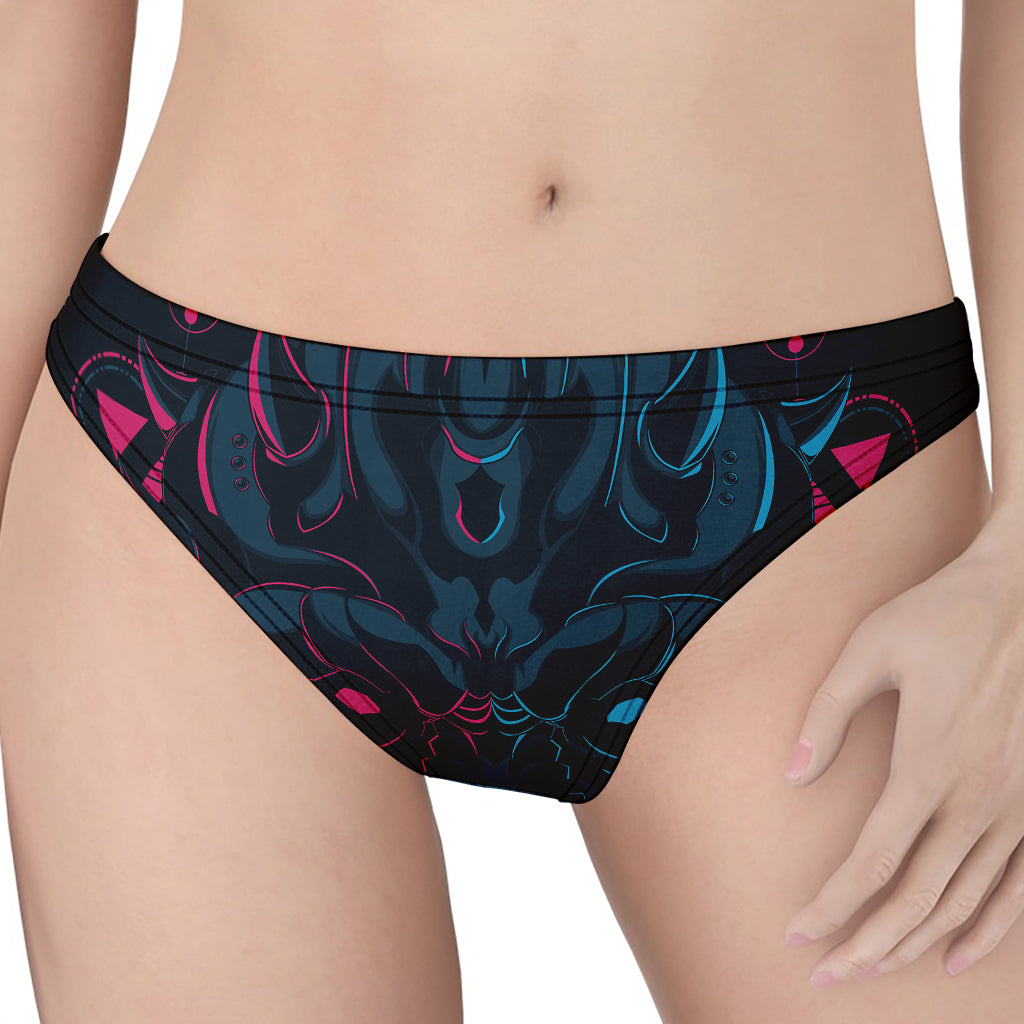 Geometric Japanese Demon Print Women's Thong