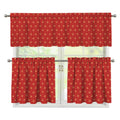 Geometric Japanese Floral Pattern Print 3 Piece Kitchen Curtains