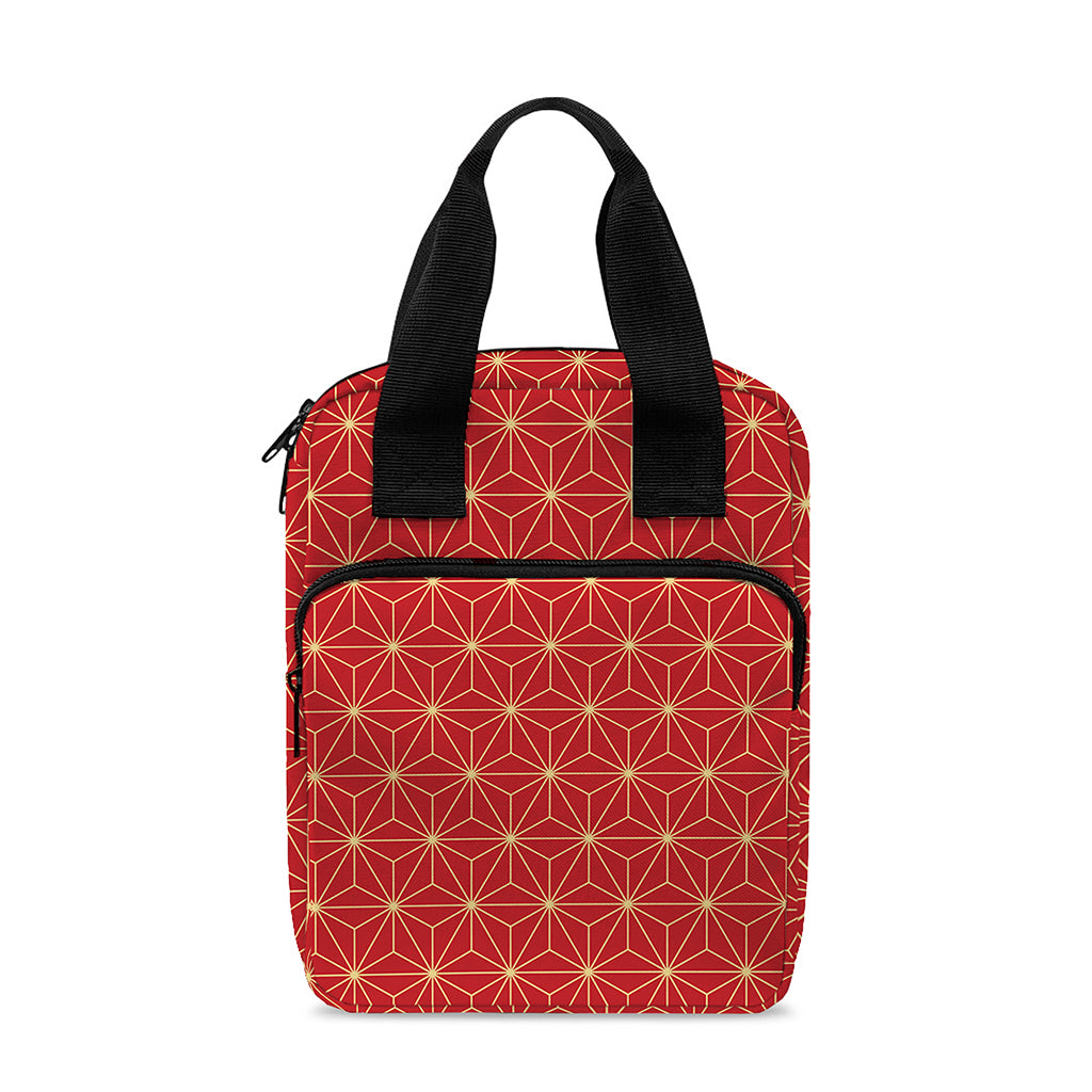 Geometric Japanese Floral Pattern Print Bible Tote Bag