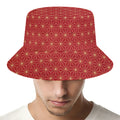 Geometric Japanese Floral Pattern Print Bucket Hat