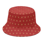 Geometric Japanese Floral Pattern Print Bucket Hat