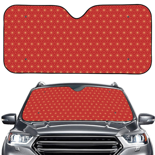 Geometric Japanese Floral Pattern Print Car Windshield Sun Shade