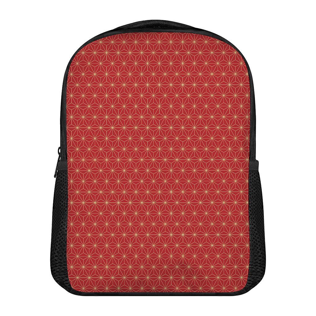 Geometric Japanese Floral Pattern Print Casual Backpack