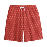 Geometric Japanese Floral Pattern Print Cotton Shorts