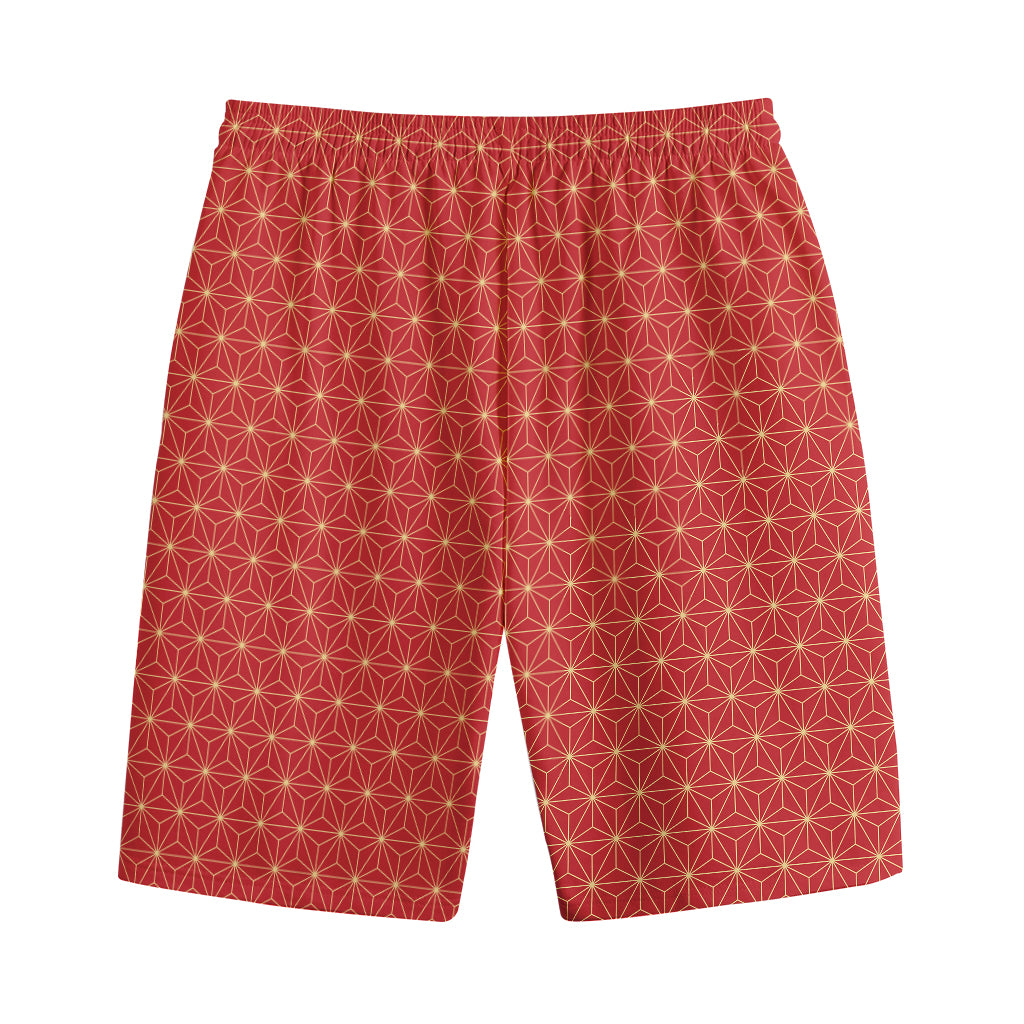 Geometric Japanese Floral Pattern Print Cotton Shorts
