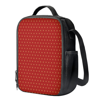 Geometric Japanese Floral Pattern Print Crossbody Lunch Bag