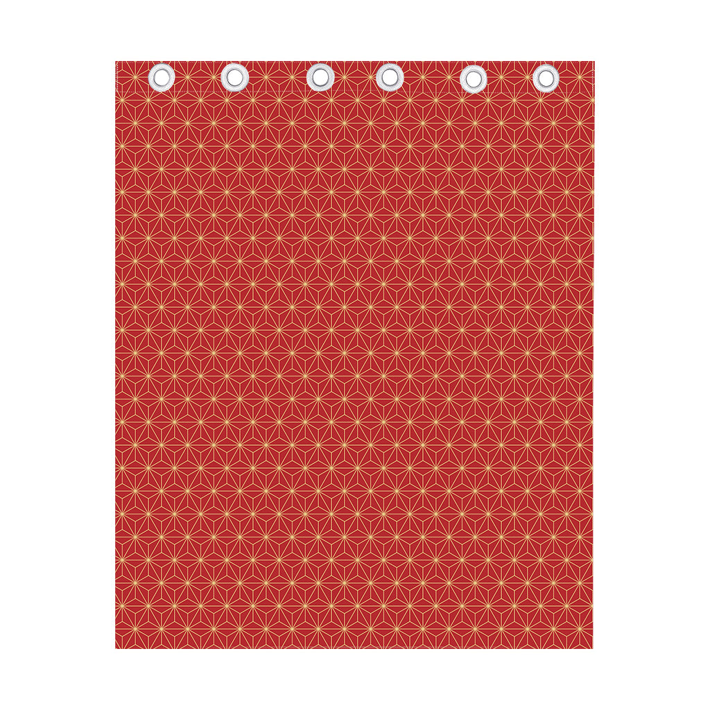 Geometric Japanese Floral Pattern Print Curtain