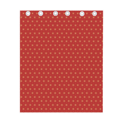 Geometric Japanese Floral Pattern Print Curtain