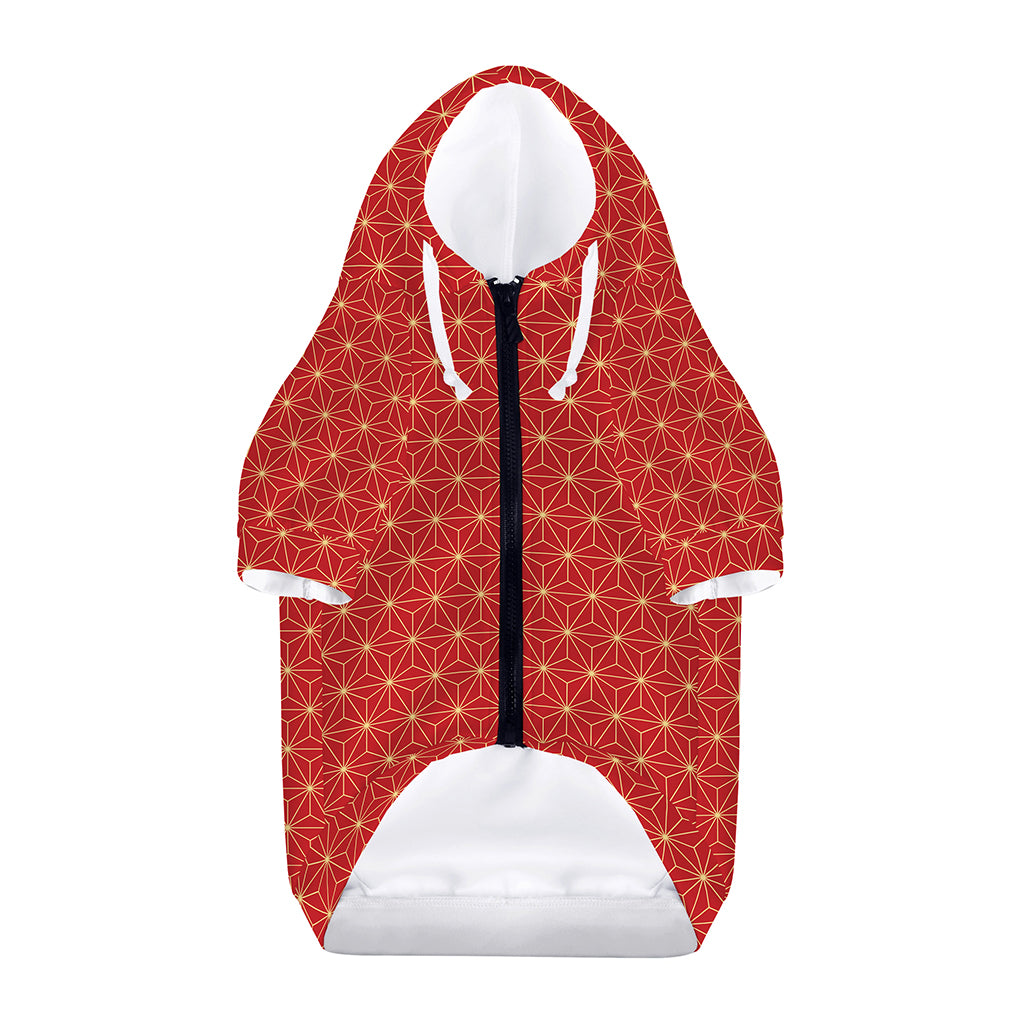 Geometric Japanese Floral Pattern Print Dog Zip Up Hoodie