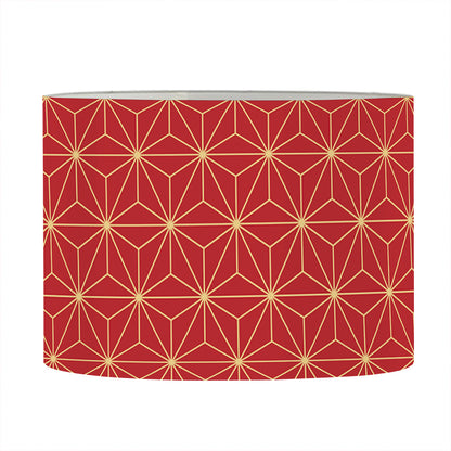 Geometric Japanese Floral Pattern Print Drum Lamp Shade