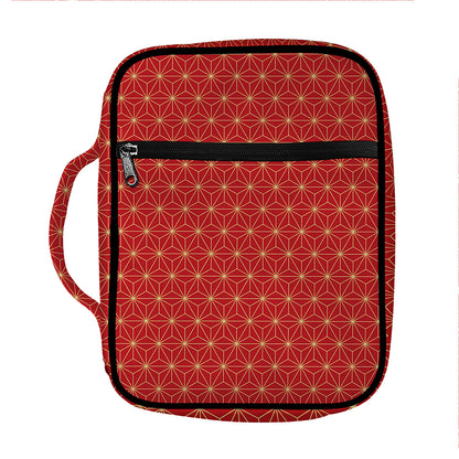 Geometric Japanese Floral Pattern Print Front Pocket Bible Bag
