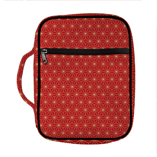 Geometric Japanese Floral Pattern Print Front Pocket Bible Bag