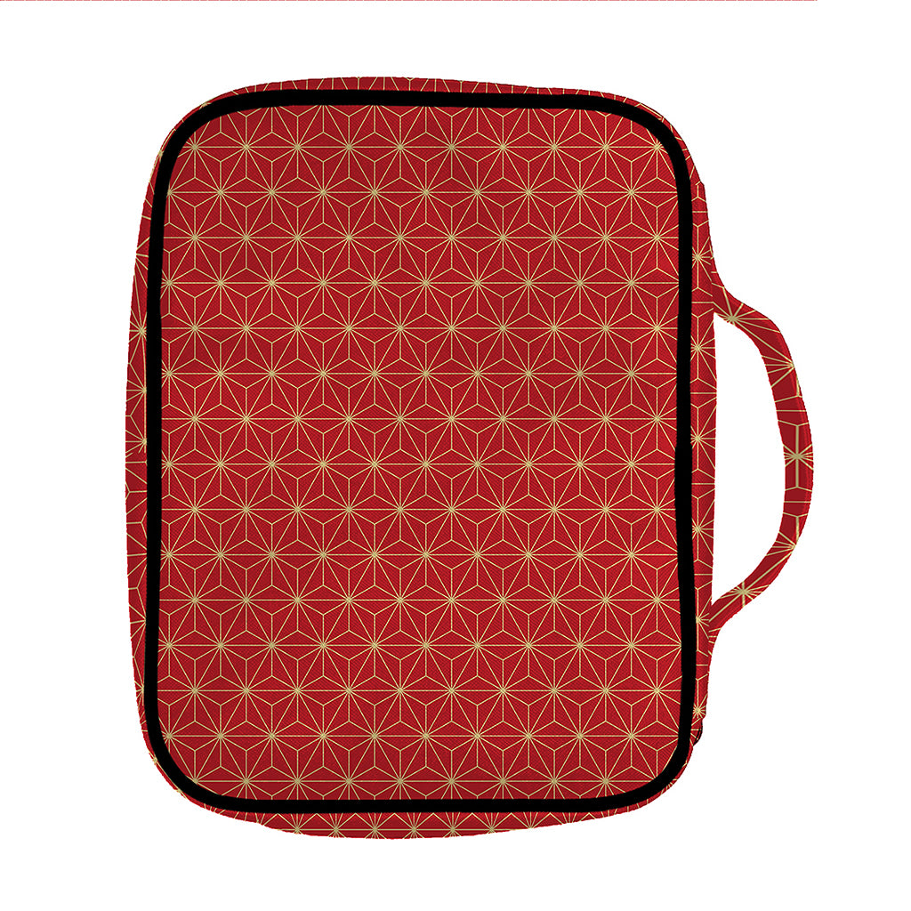 Geometric Japanese Floral Pattern Print Front Pocket Bible Bag