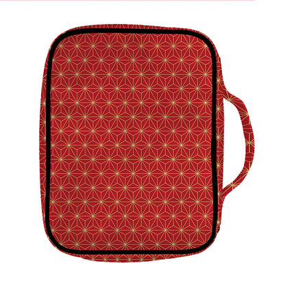 Geometric Japanese Floral Pattern Print Front Pocket Bible Bag