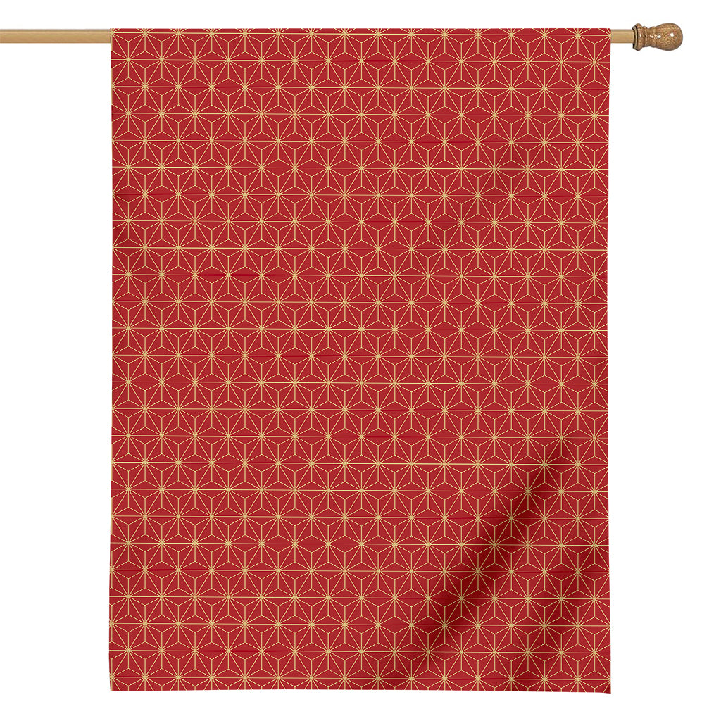 Geometric Japanese Floral Pattern Print House Flag