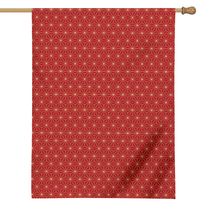 Geometric Japanese Floral Pattern Print House Flag