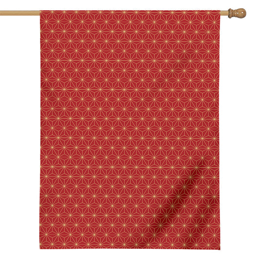 Geometric Japanese Floral Pattern Print House Flag