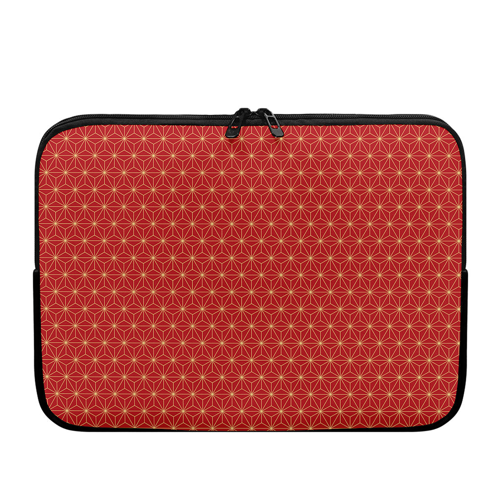 Geometric Japanese Floral Pattern Print Laptop Sleeve