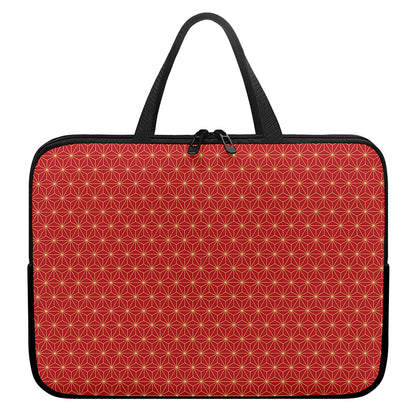Geometric Japanese Floral Pattern Print Laptop Sleeve With Handle