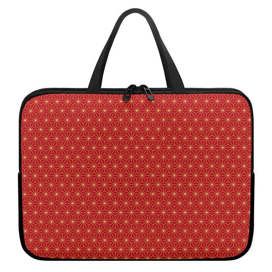 Geometric Japanese Floral Pattern Print Laptop Sleeve With Handle