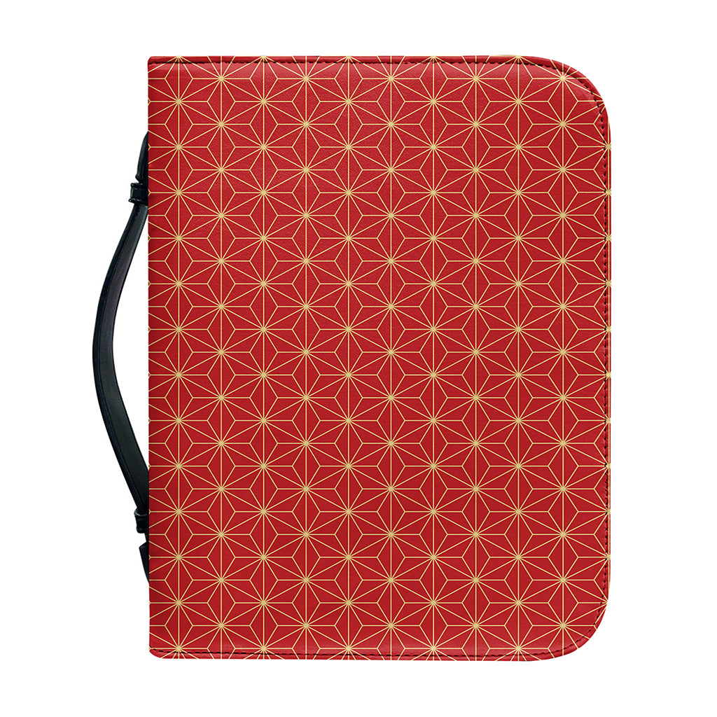 Geometric Japanese Floral Pattern Print Leather Bible Cover