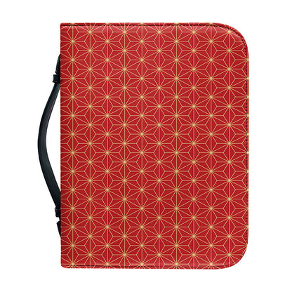 Geometric Japanese Floral Pattern Print Leather Bible Cover