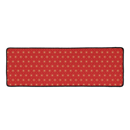 Geometric Japanese Floral Pattern Print Long Kitchen Mat