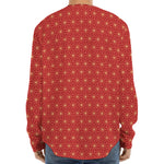Geometric Japanese Floral Pattern Print Long Sleeve Baseball Jersey